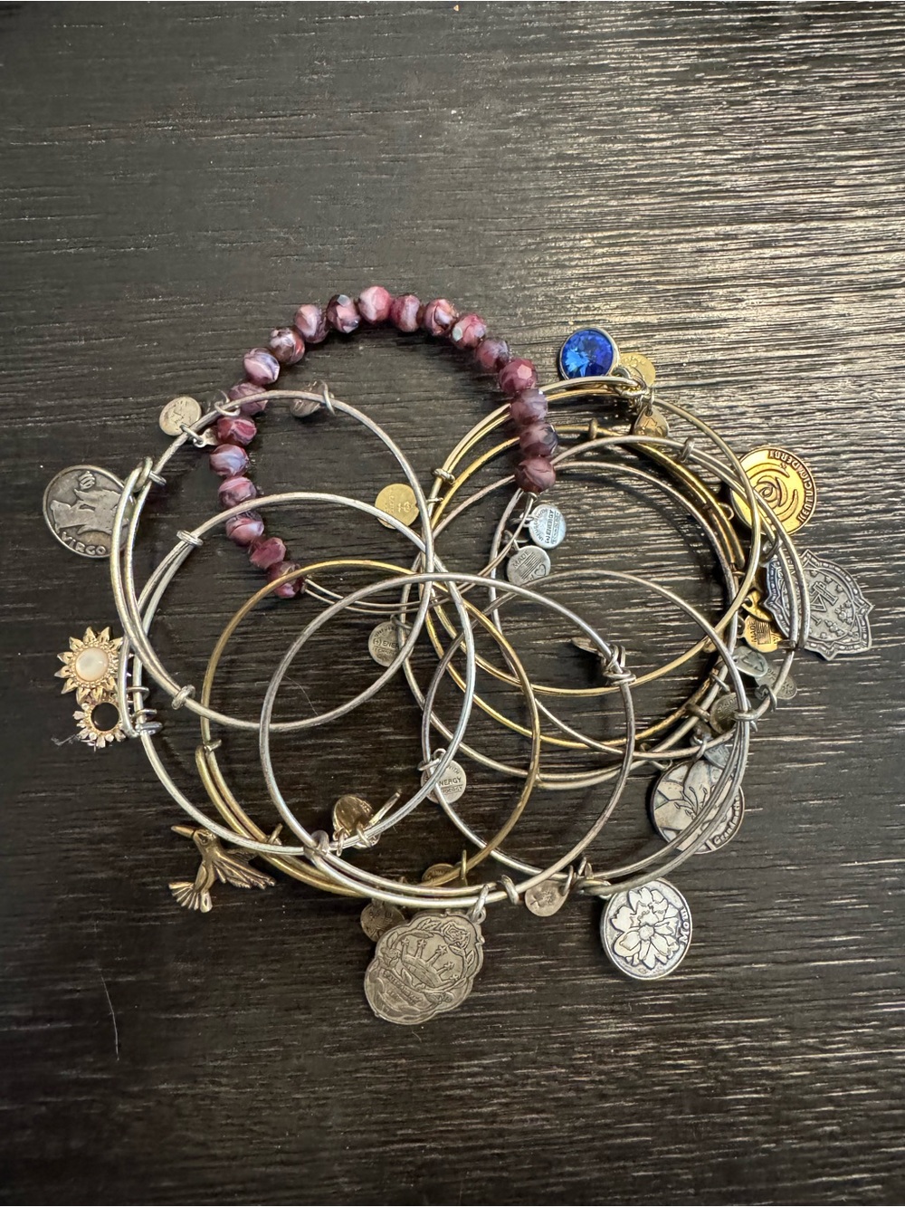 Alex and Ani silver and gold Charm Bangle Lot